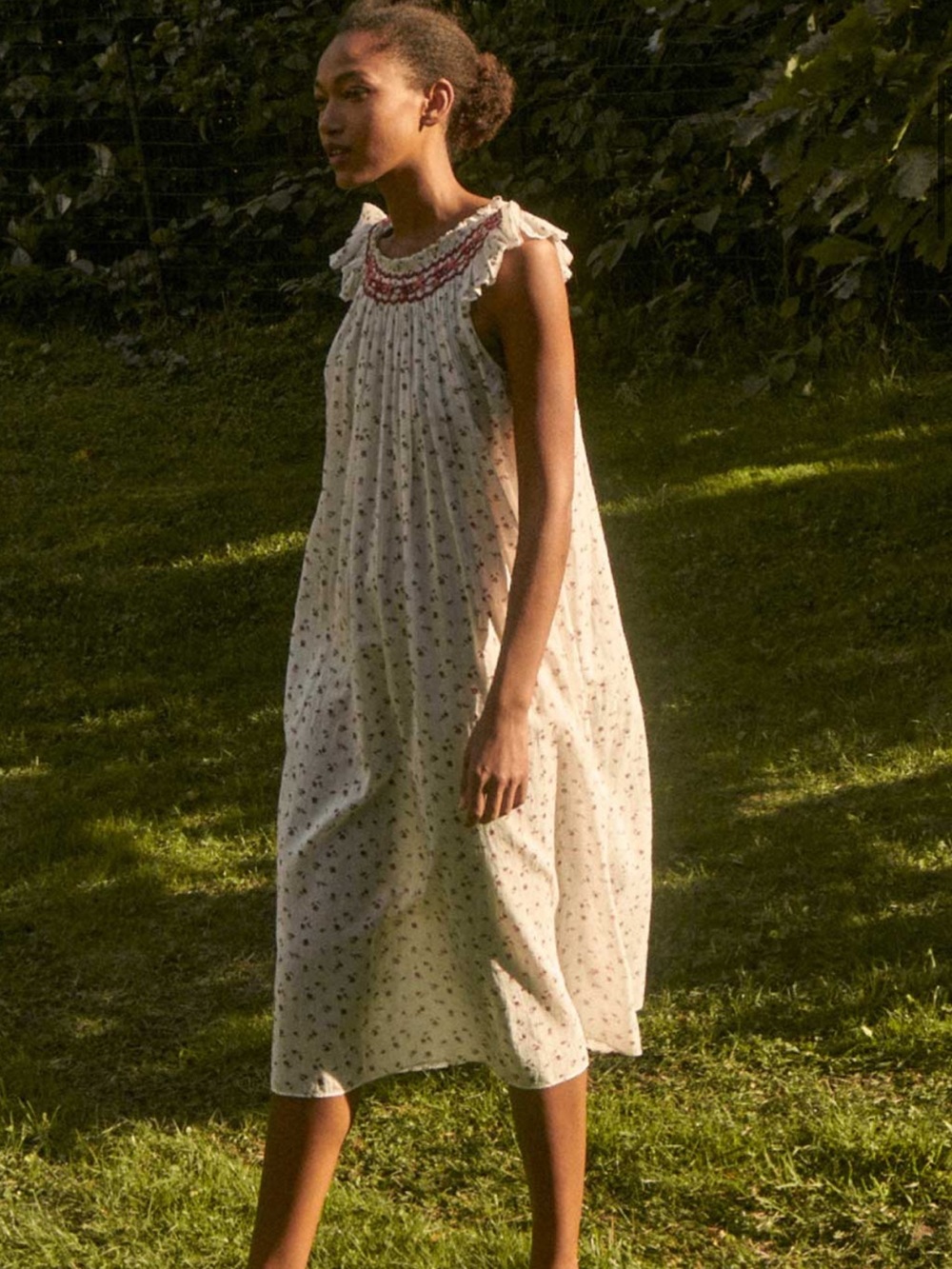 Doen Lovisa Nightgown in Crimson Sweetpea Floral